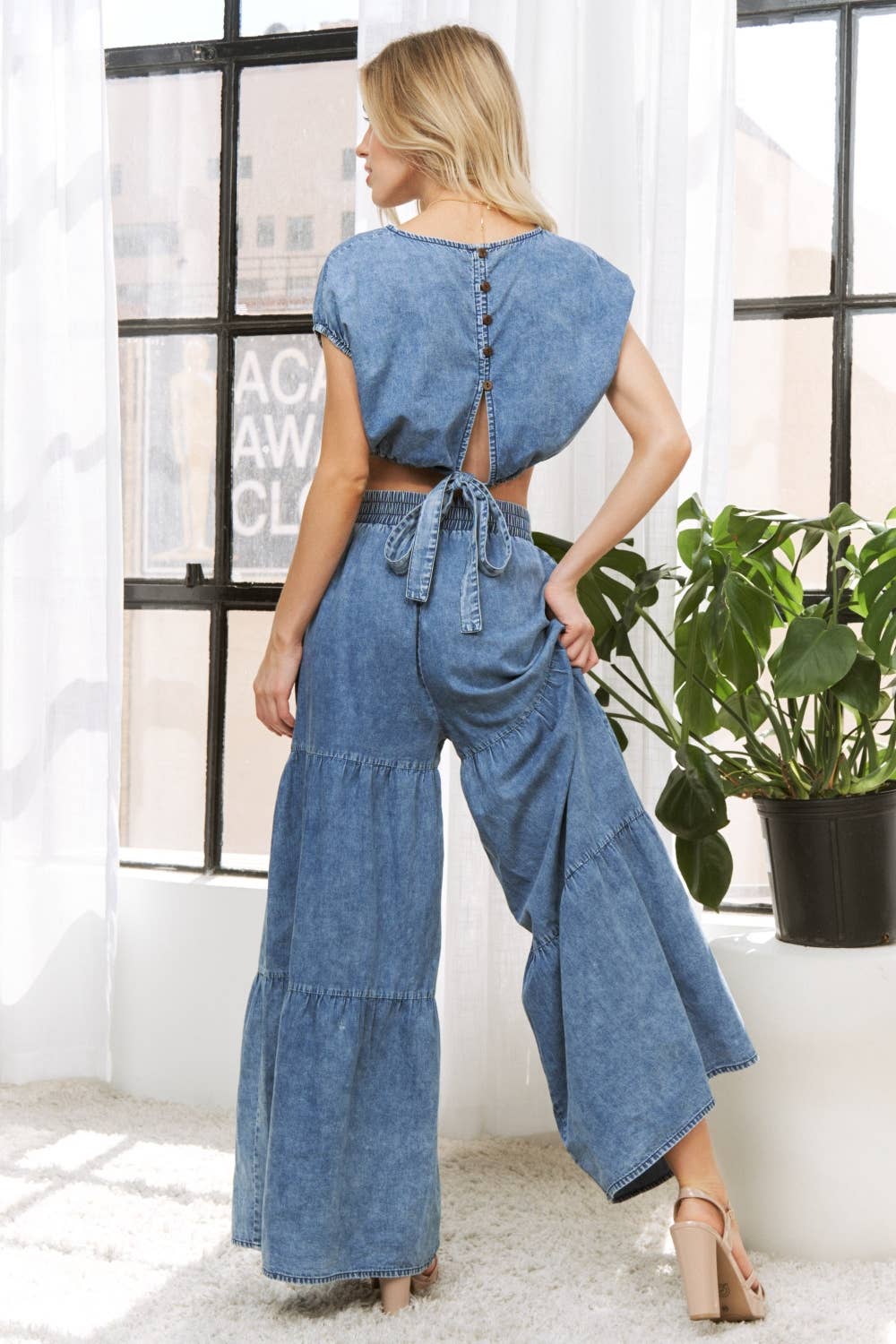 Denim Wide Leg Pants