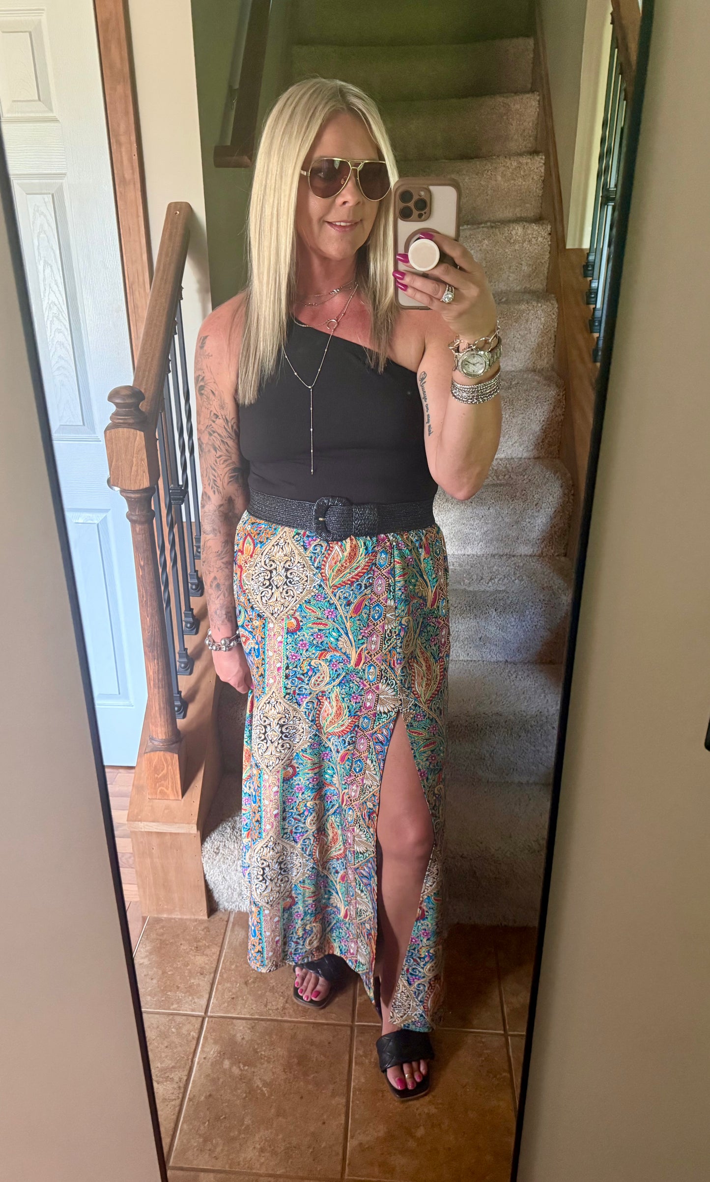 Paisley Print Maxi Skirt
