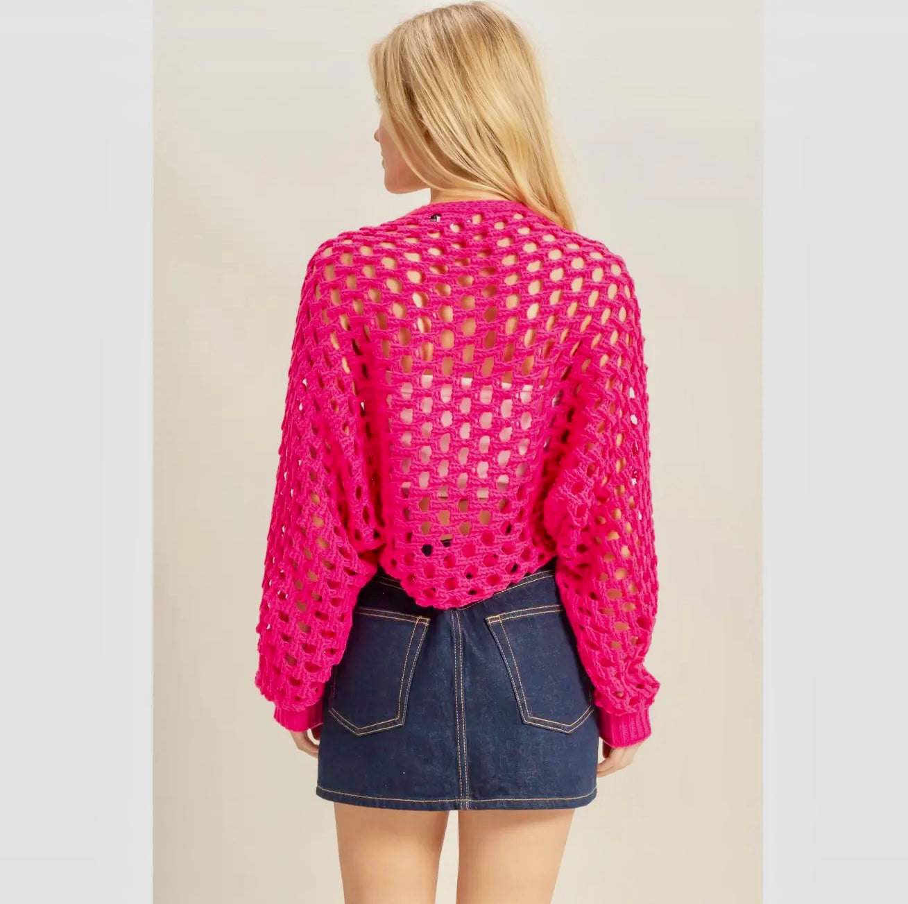 Open Stitch Long Sleeve Bolero Cardigan