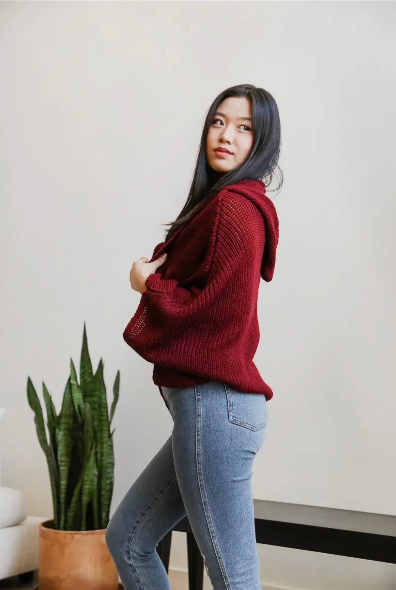 Hooded Rib Knit Cardigan