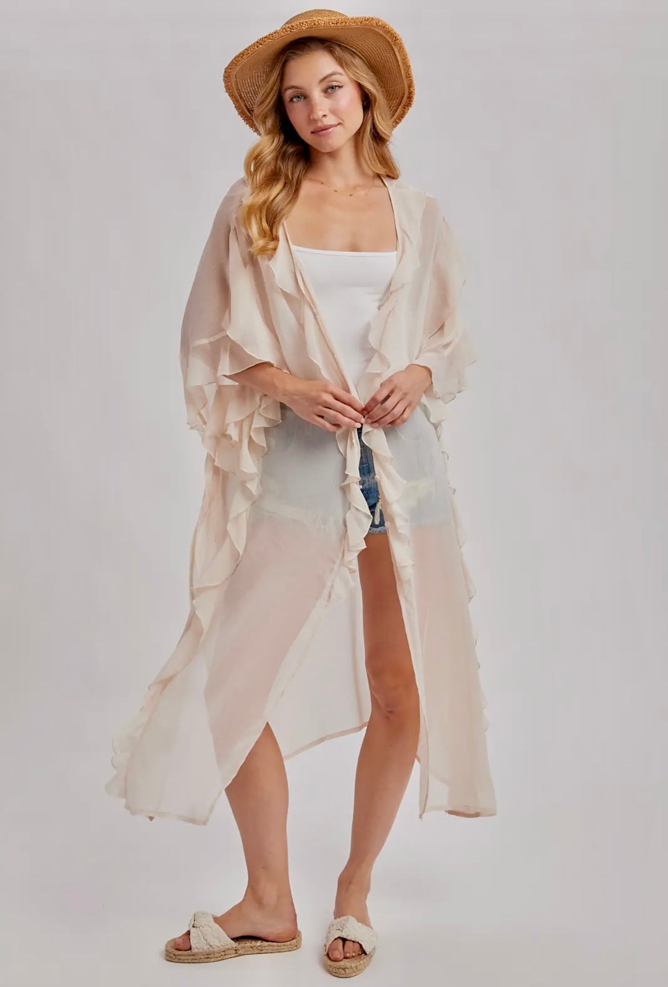 Sheer Ruffle Kimono