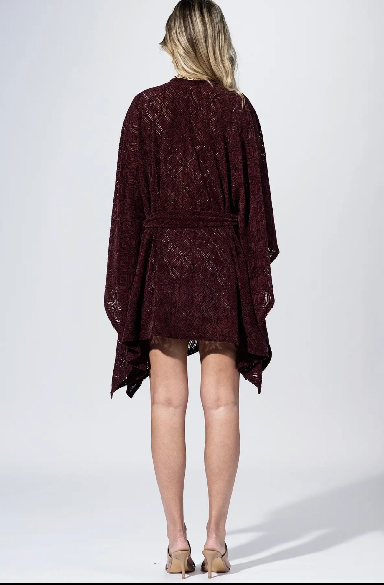 Rouge Burnout Belted Kimono