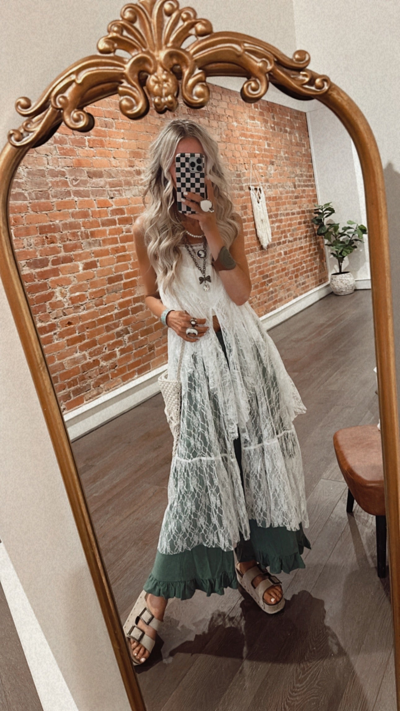 Ruffled Lace Maxi Cami Top
