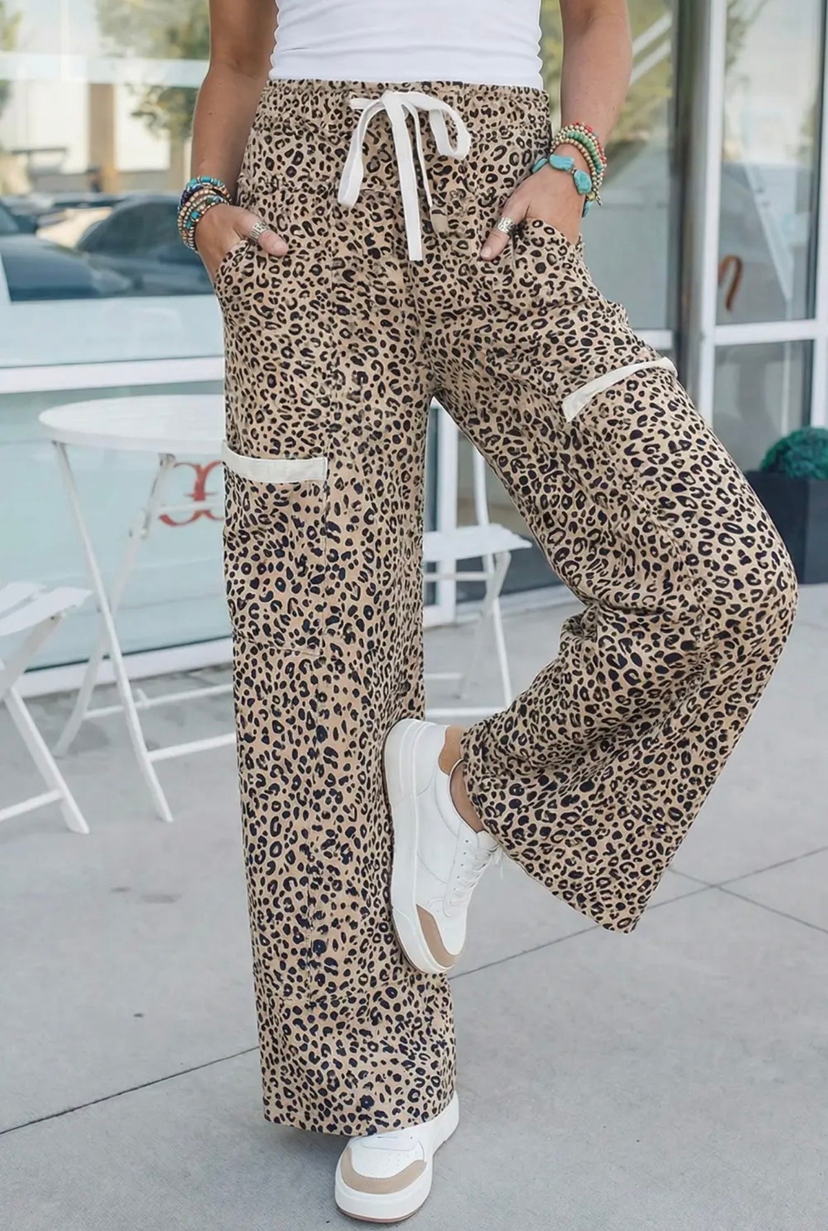 Animal Print Wide Leg Pants