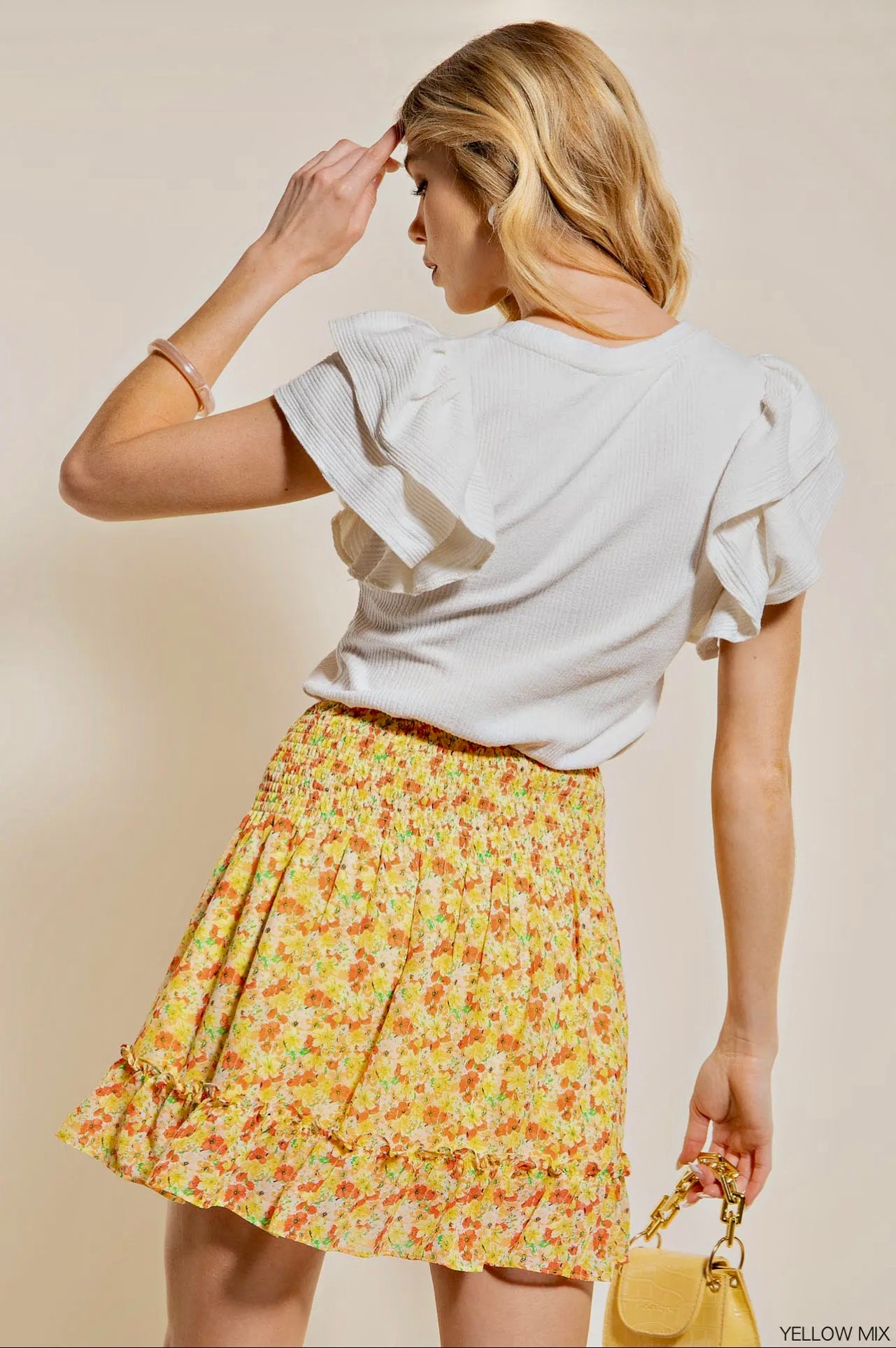 Smock Waist Chiffon Mini Skirt