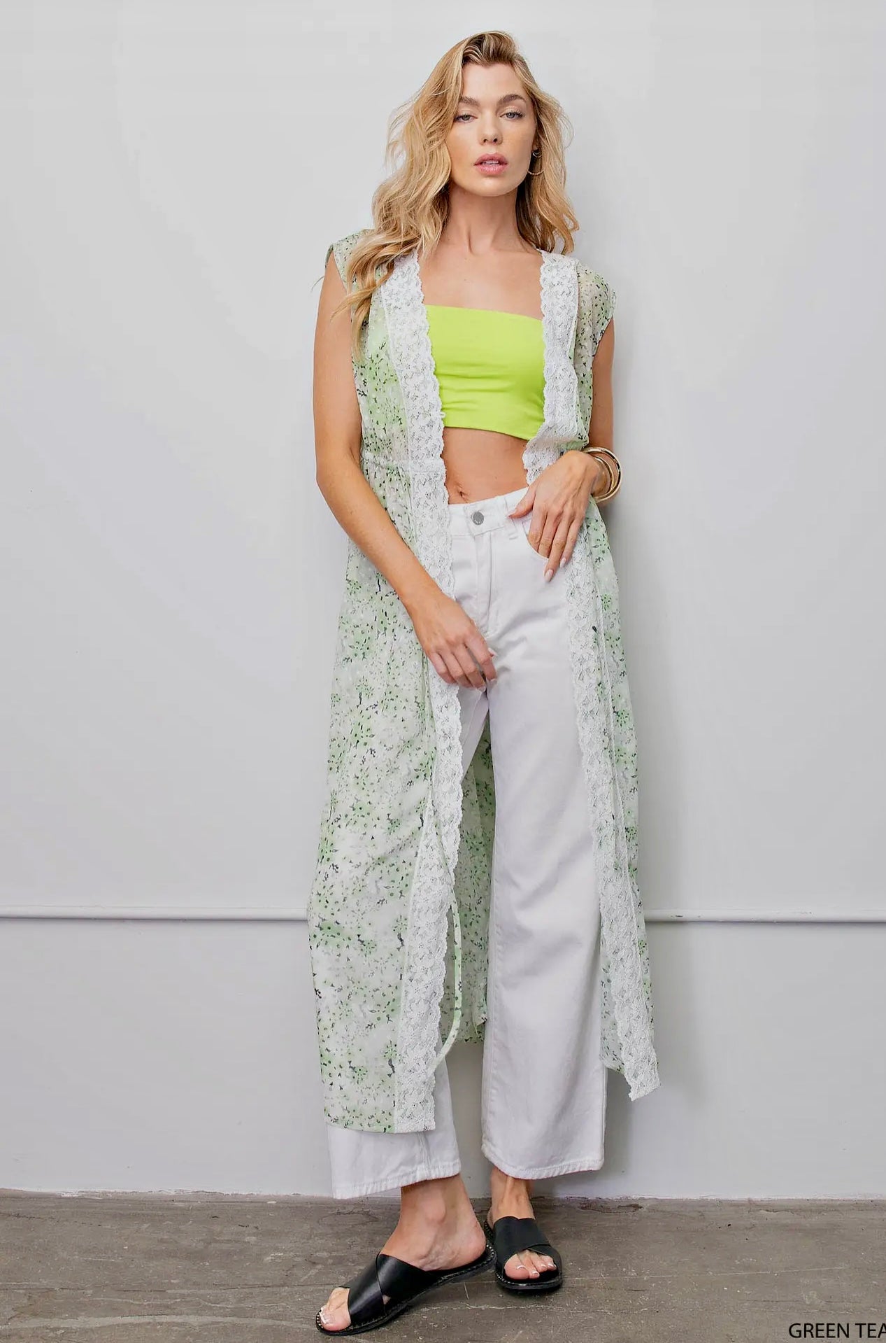 Soft Jacquard Chiffon Long Vest