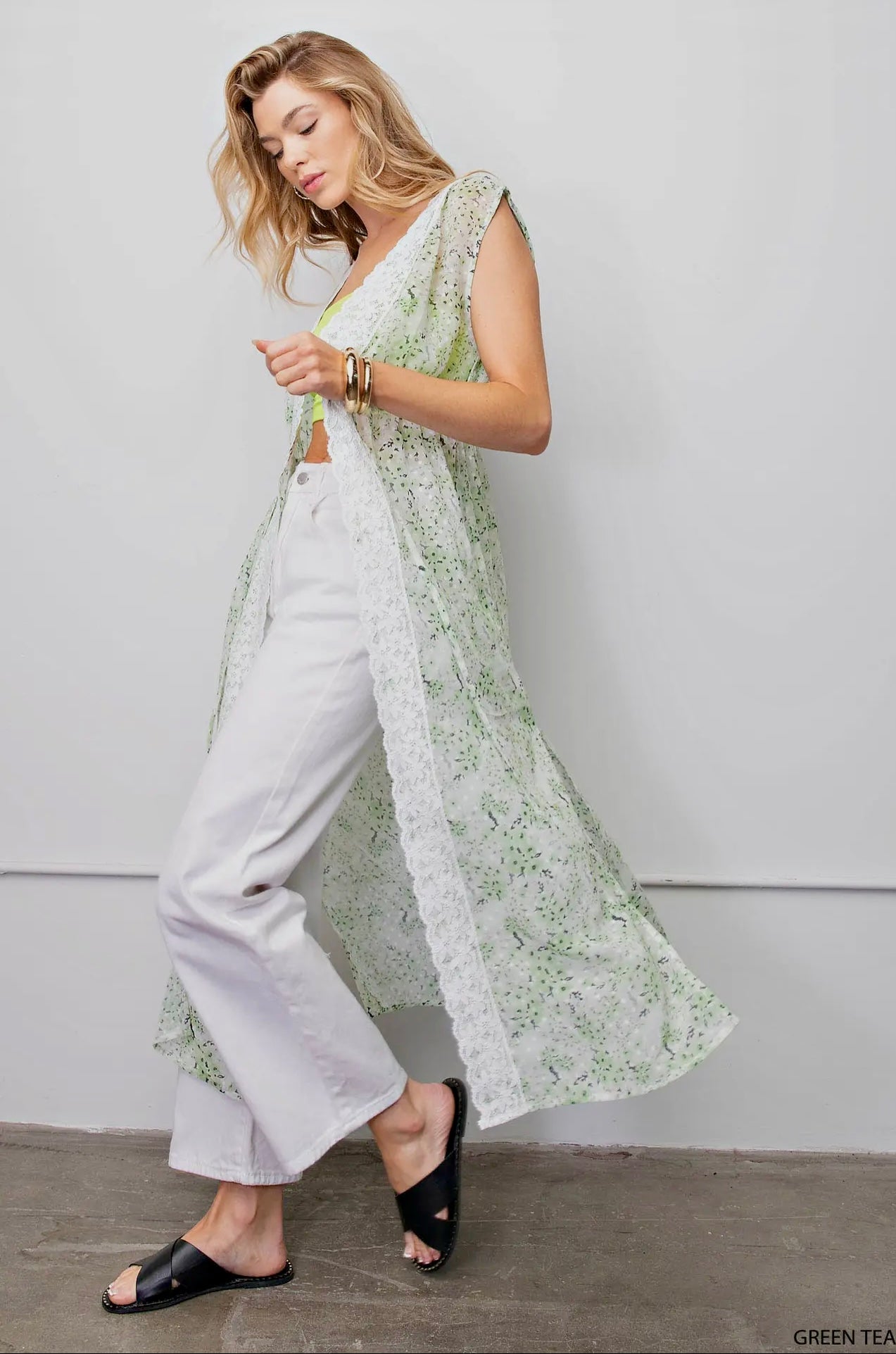 Soft Jacquard Chiffon Long Vest
