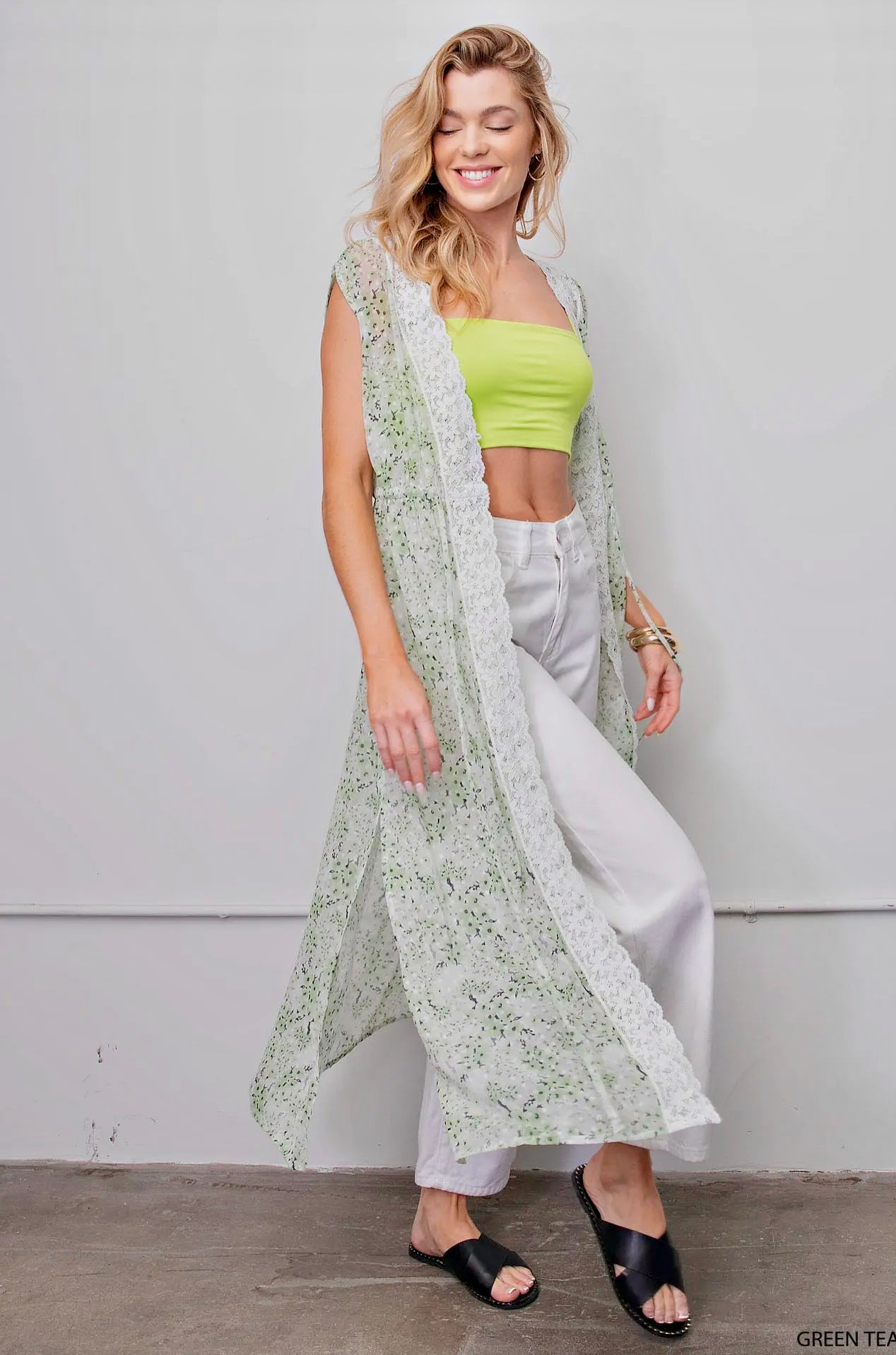 Soft Jacquard Chiffon Long Vest