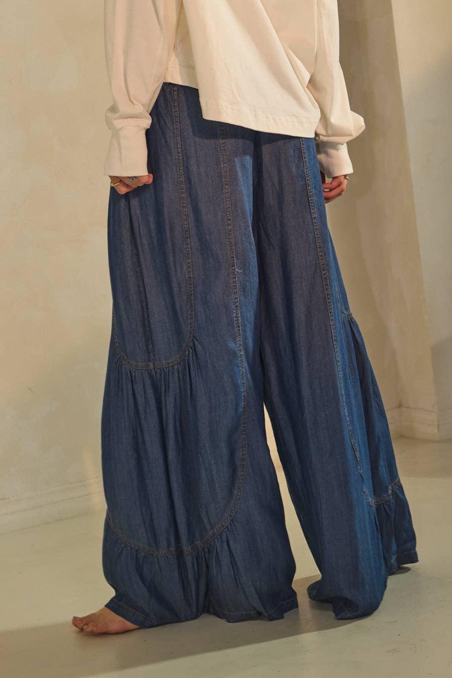 Denim Wide Palazzo Pants