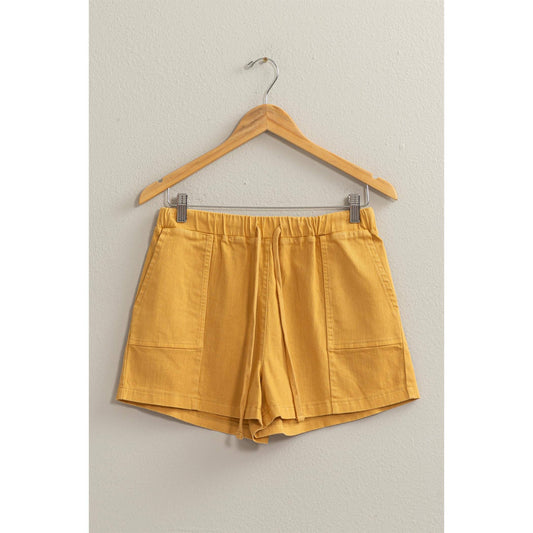 Drawstring Shorts- Mustard