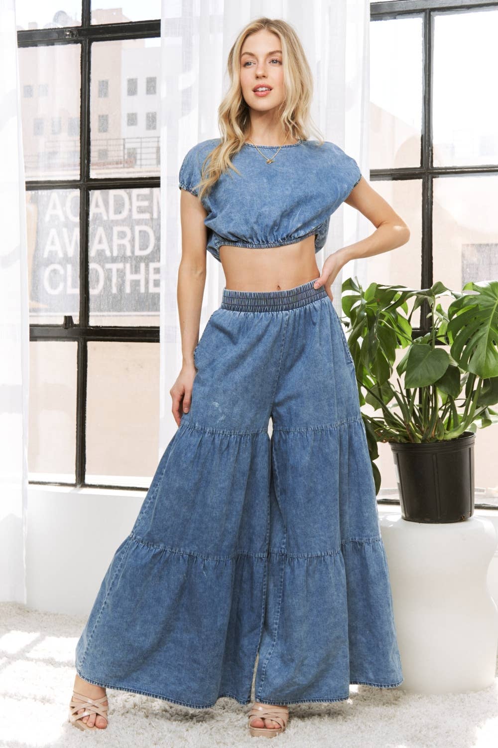 Denim Wide Leg Pants