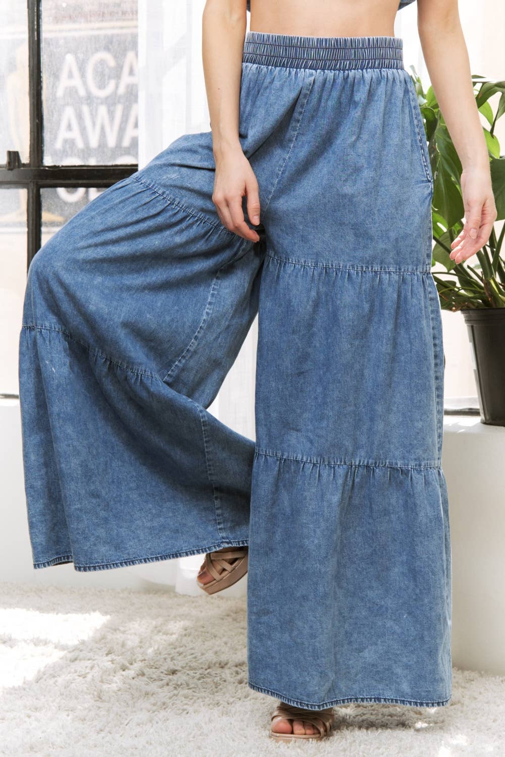 Denim Wide Leg Pants