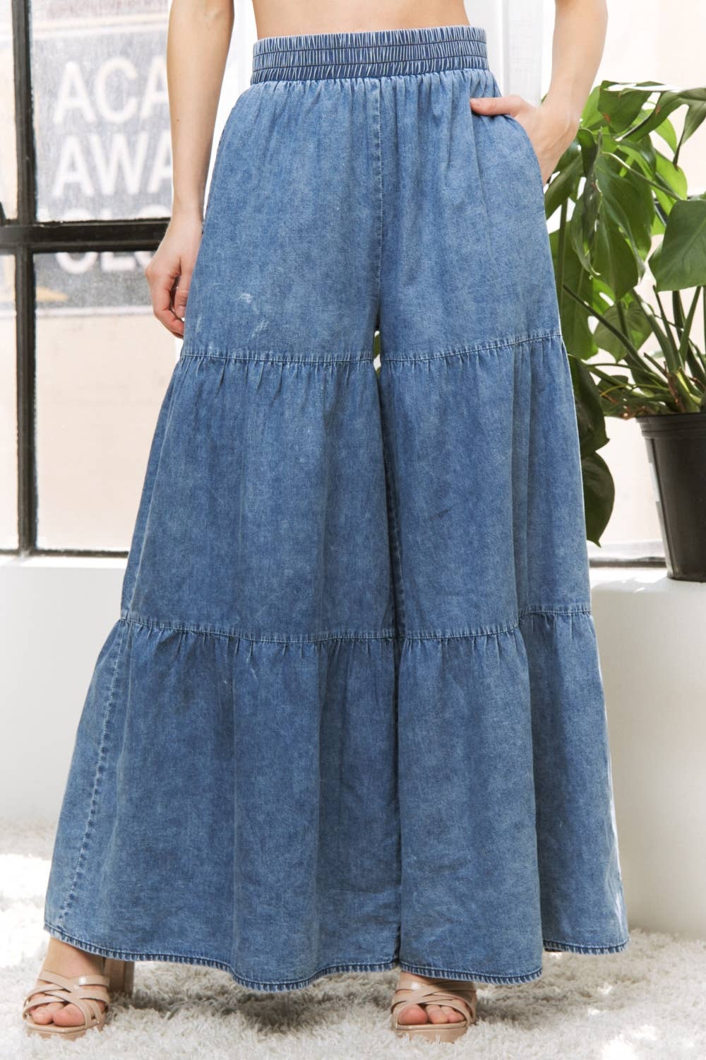 Denim Wide Leg Pants