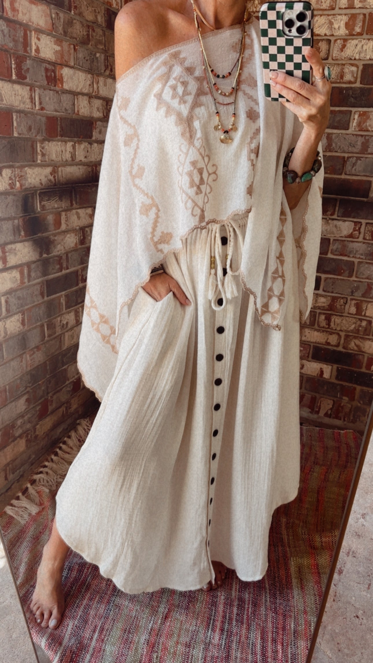 Boho Embroidered Poncho/Cape