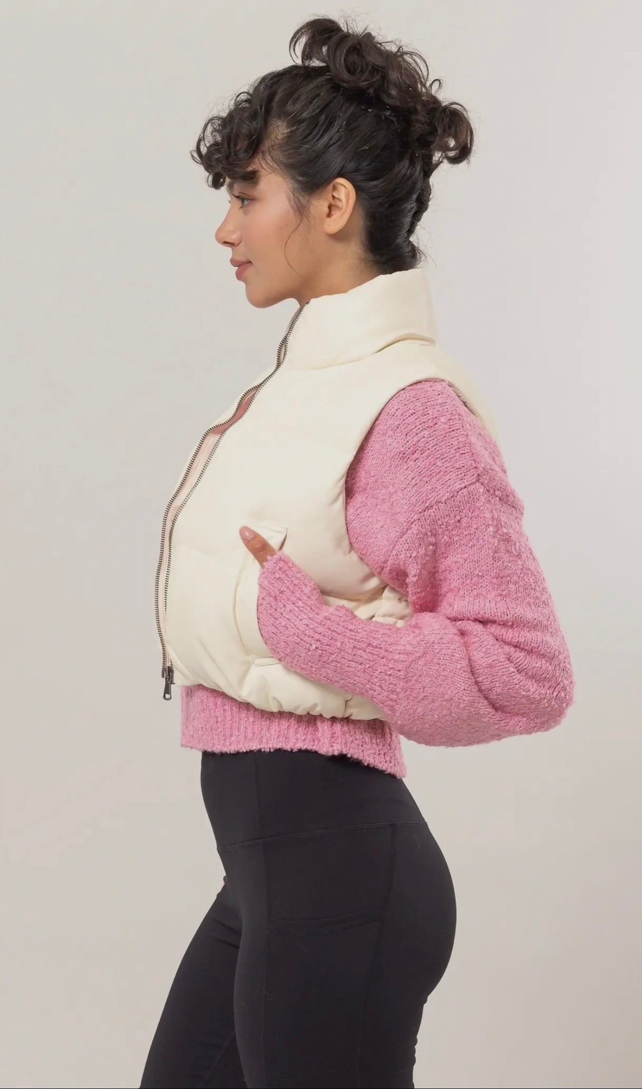 Faux Leather Puffer Vest