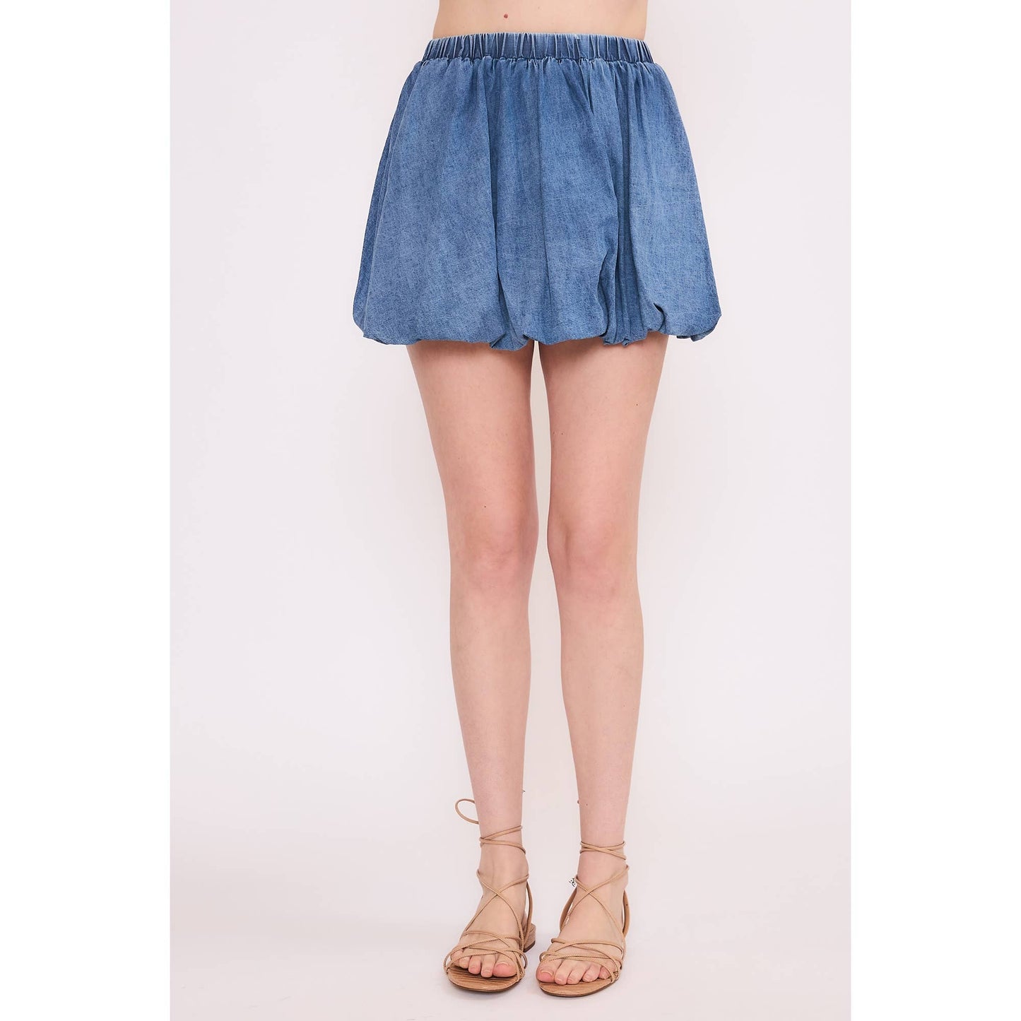 Denim Bubble Balloon Mini Skirt