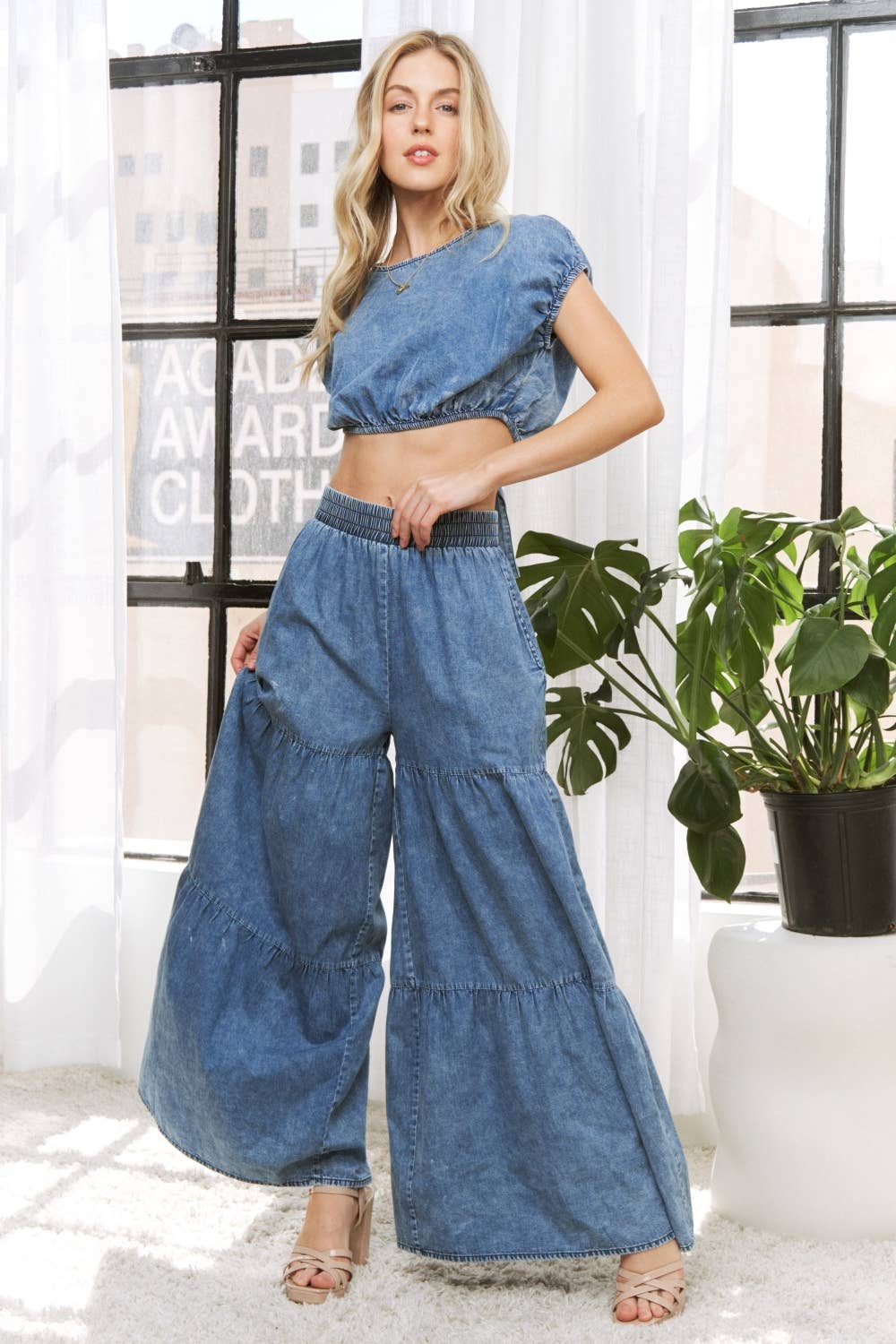 Denim Wide Leg Pants