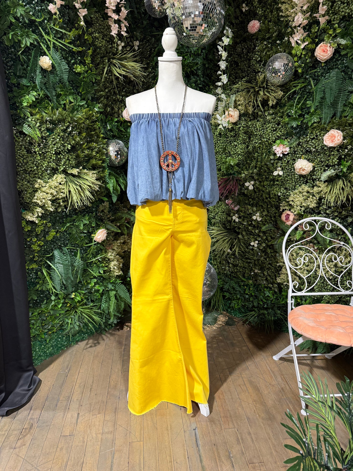 Denim Bubble Balloon Mini Skirt/Tube Top