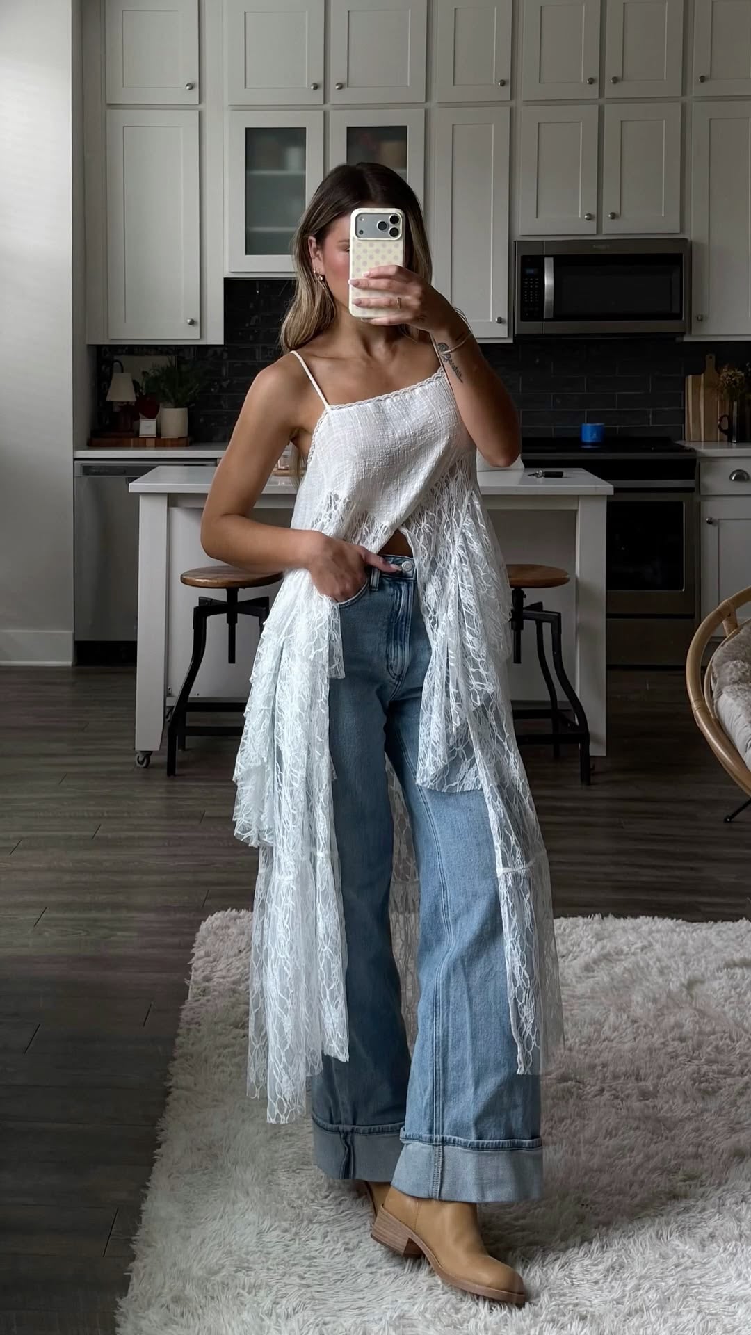 Ruffled Lace Maxi Cami Top