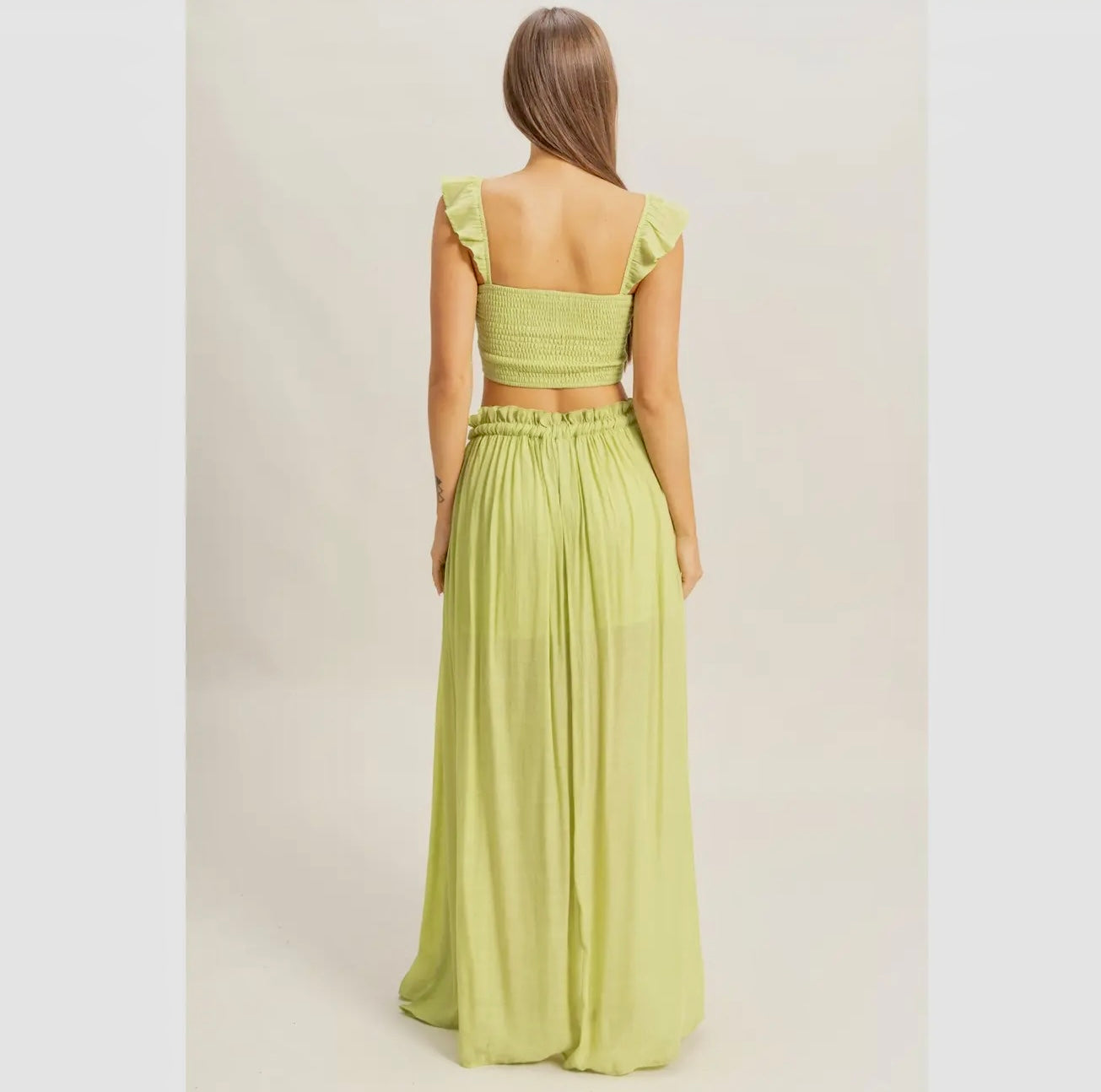 Smocked Sleeveless Top and Maxi Skirt Set