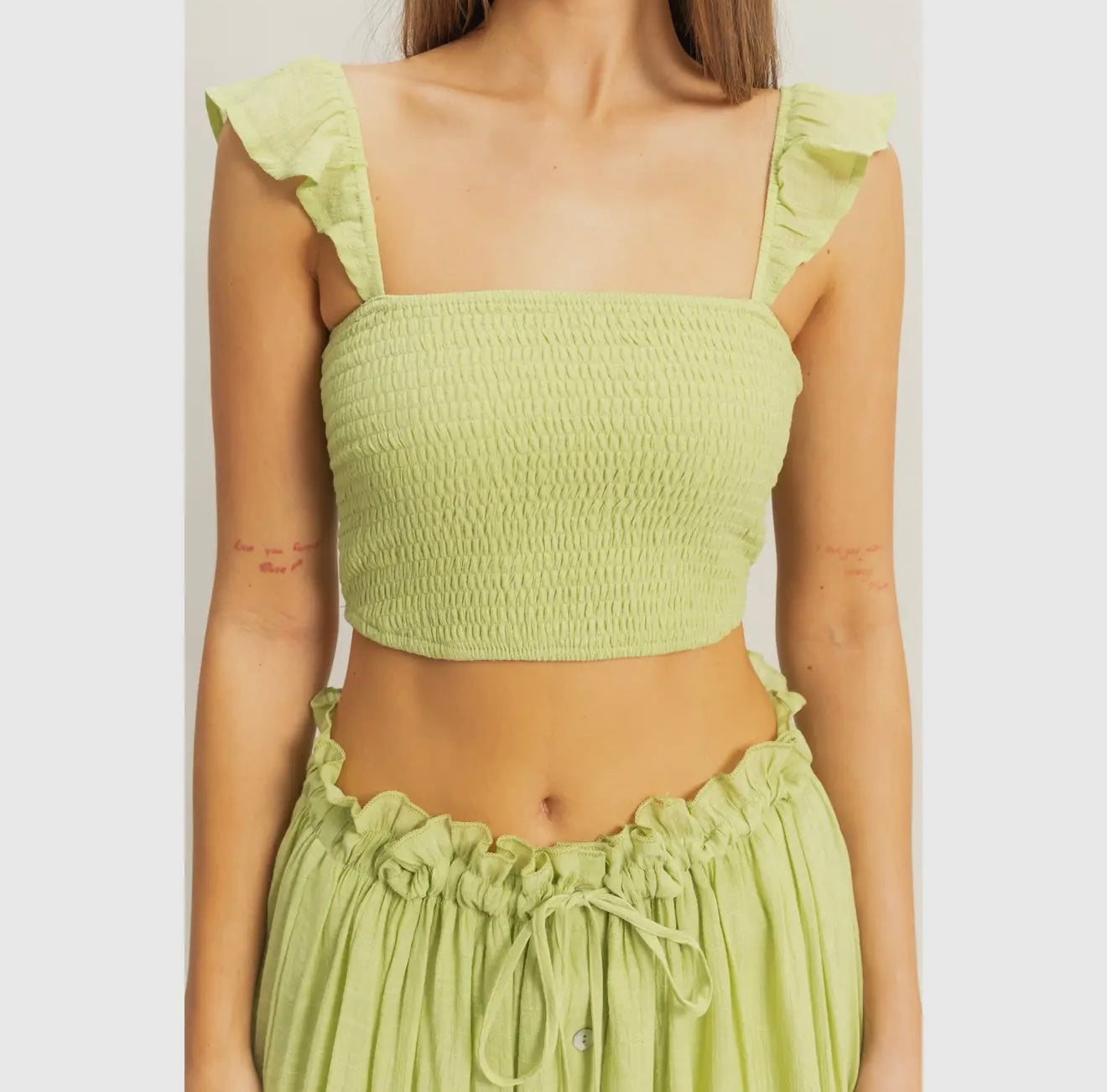 Smocked Sleeveless Top and Maxi Skirt Set