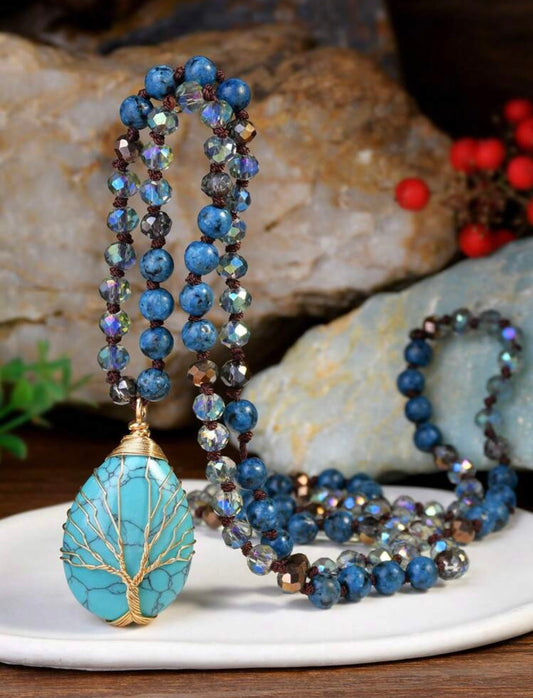 Boho Beaded Pendant Necklace