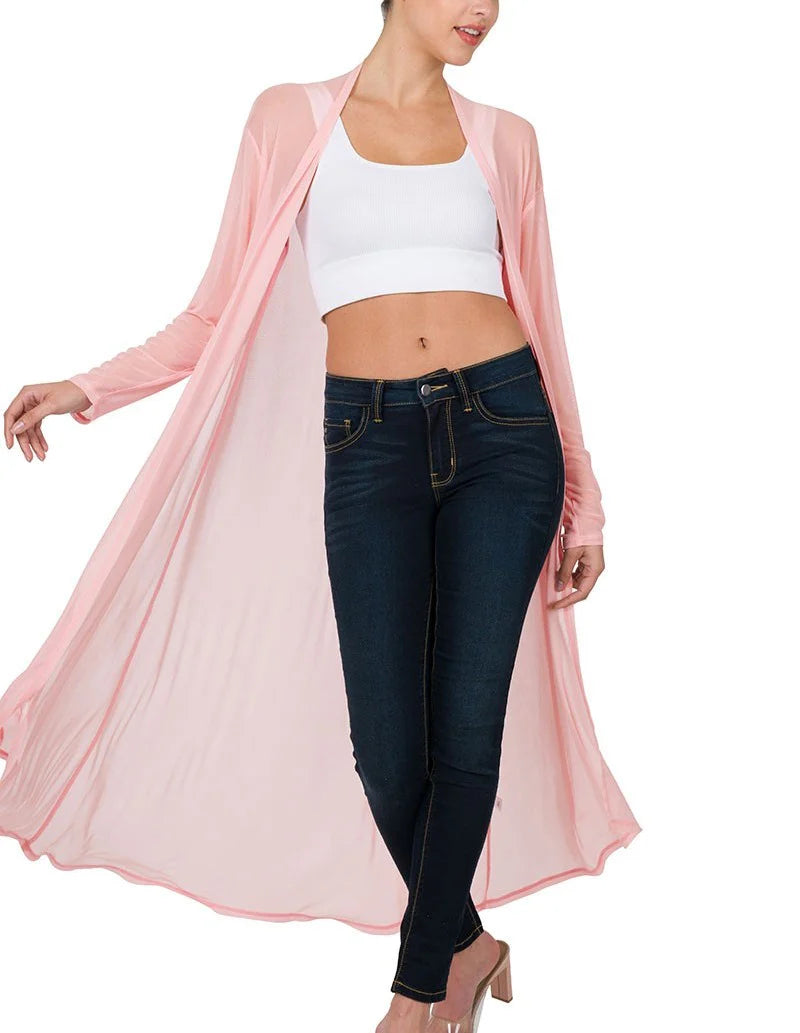 Mesh Open Front Cardigan