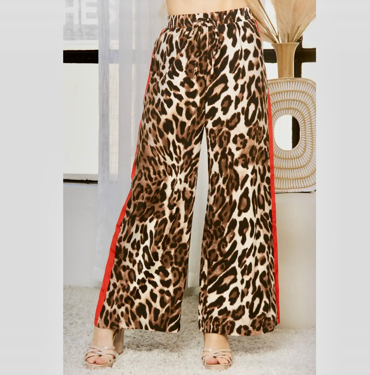 Leopard Print Wide Leg Pants