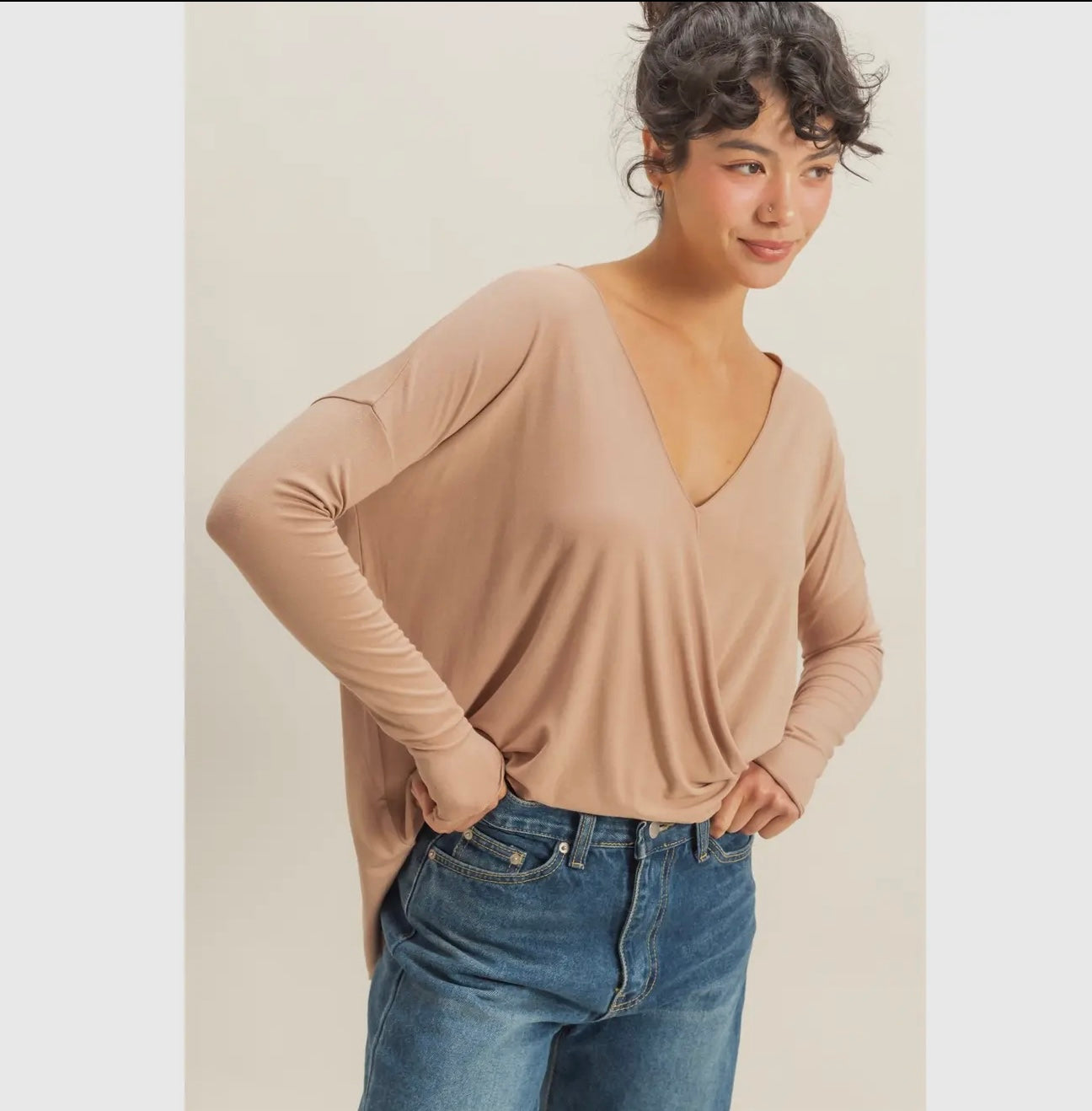 Draped Long Sleeve Top