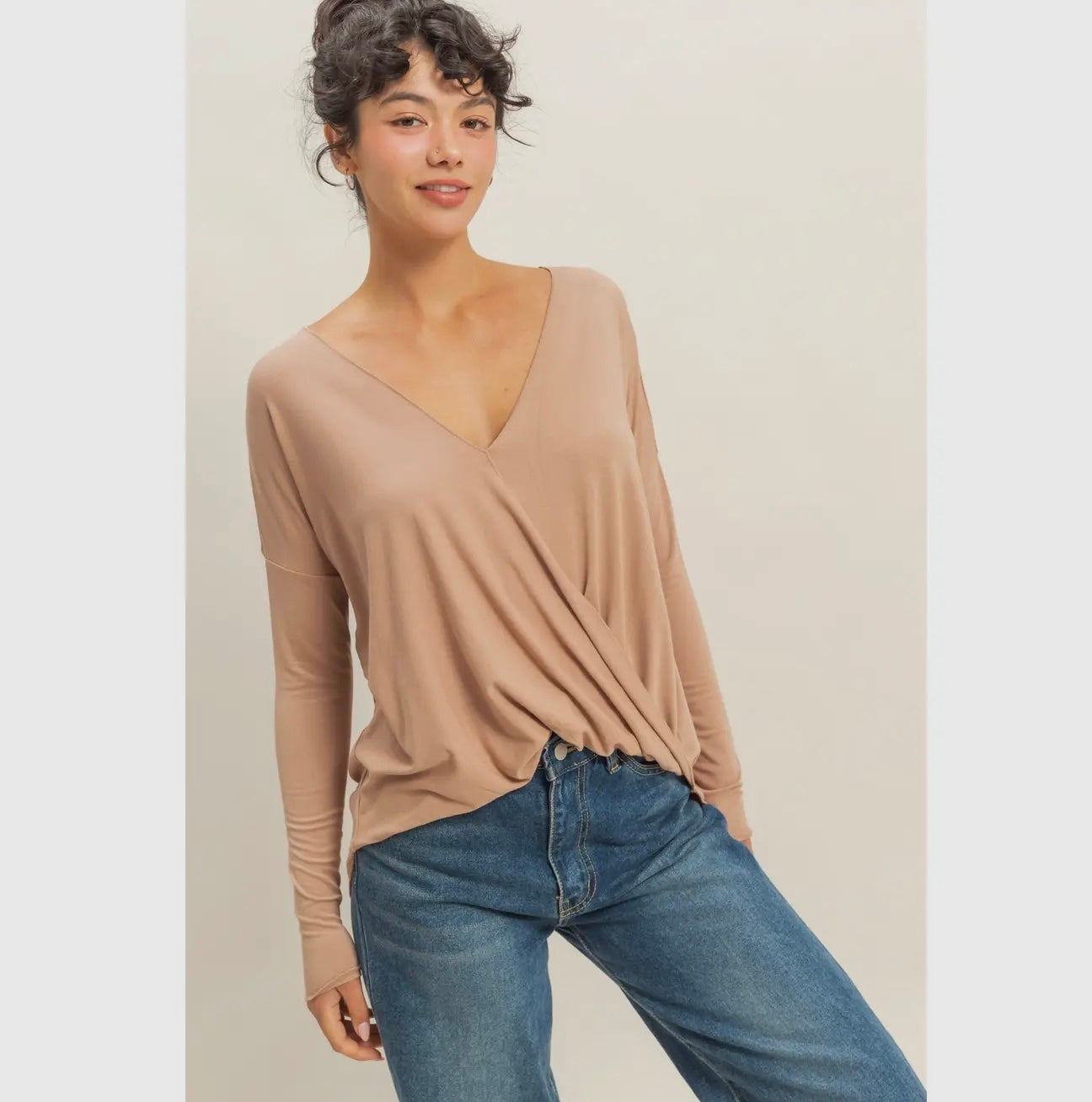 Draped Long Sleeve Top