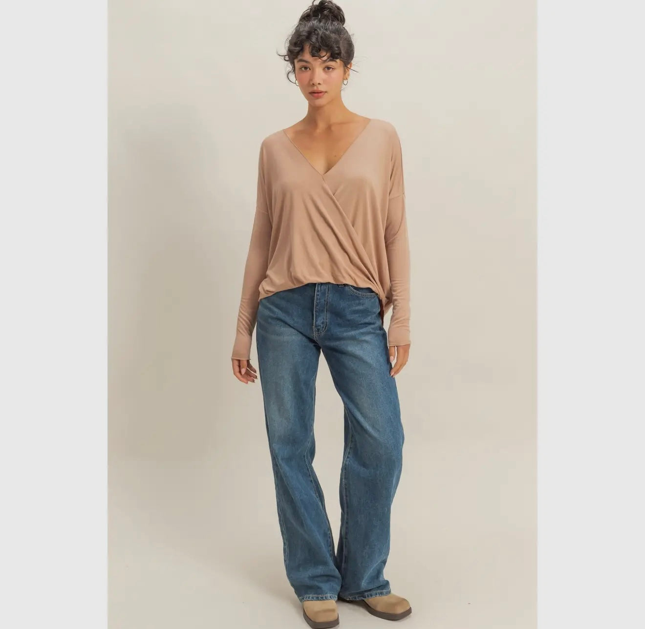 Draped Long Sleeve Top