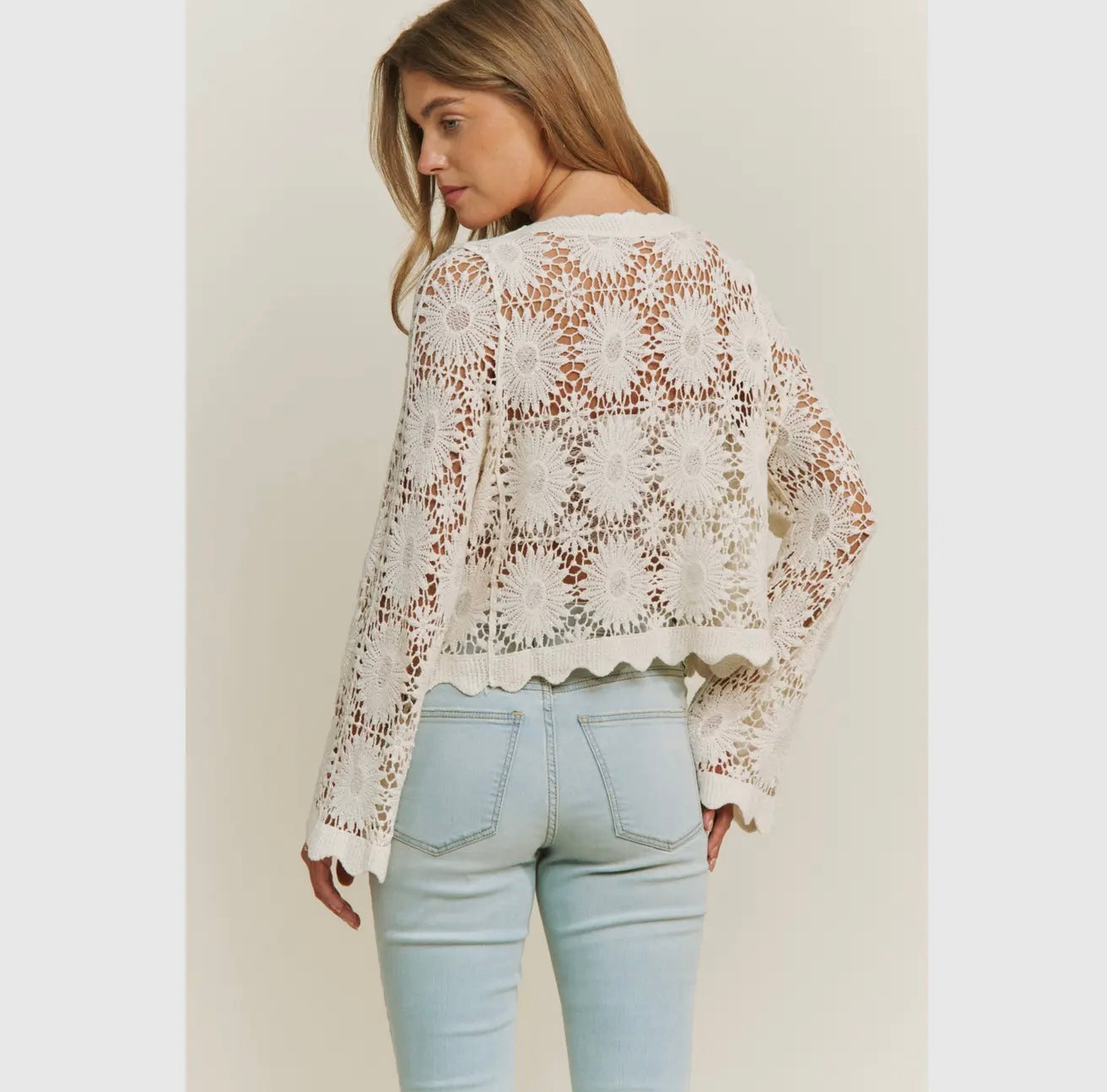 Scallop Lace Button Cardigan
