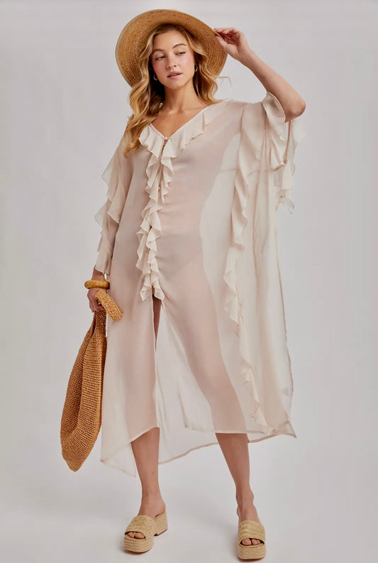 Sheer Ruffle Kimono