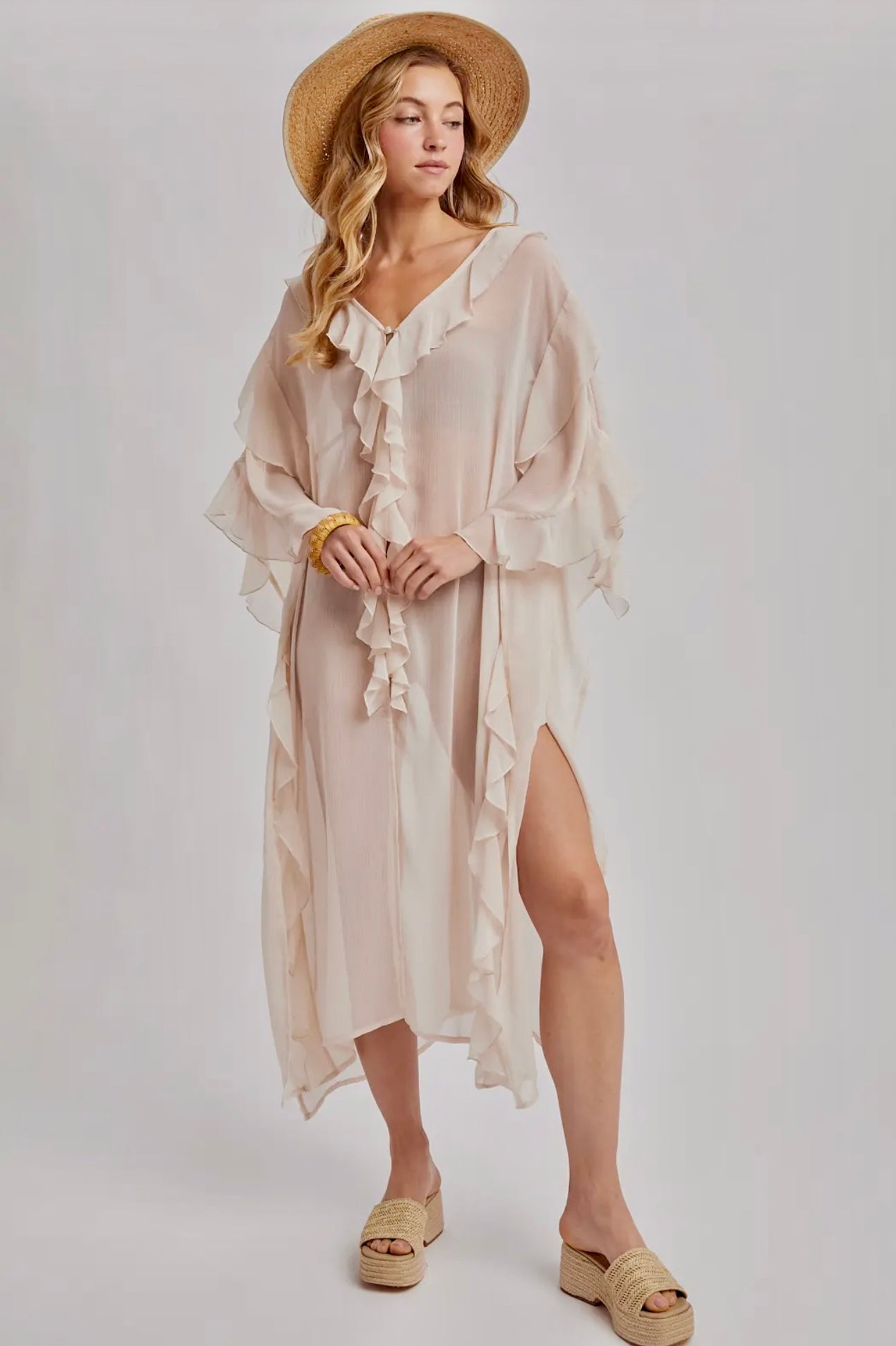 Sheer Ruffle Kimono