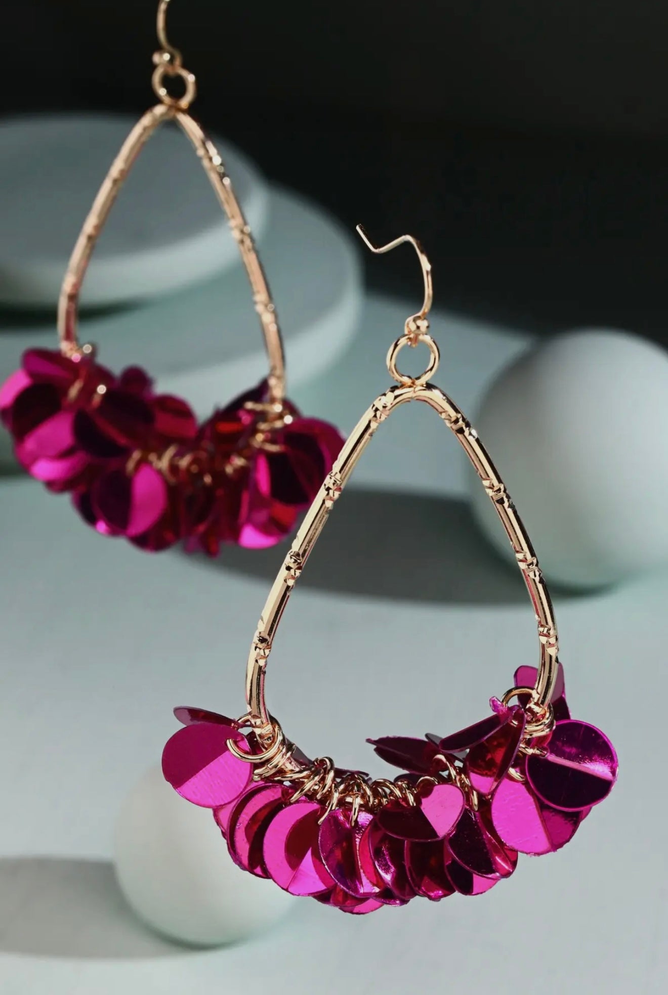 Teardrop Shaped Sequin Earrings