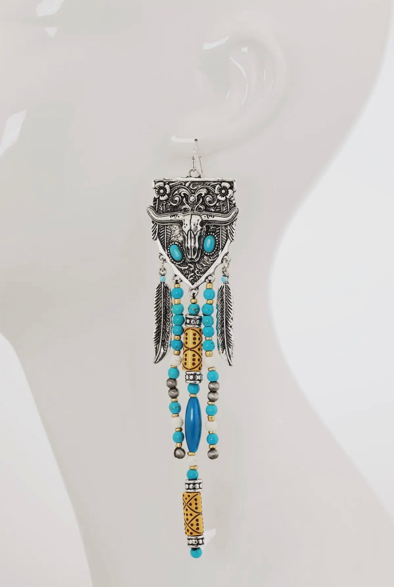 Western Multi- Stone Fringe Earrings