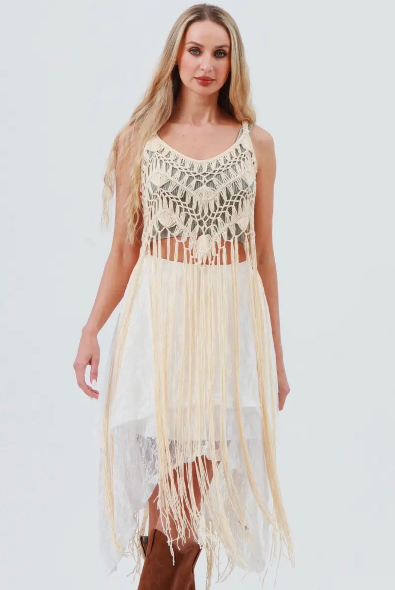 Tassel Fringe Crochet Top - 2 Colors