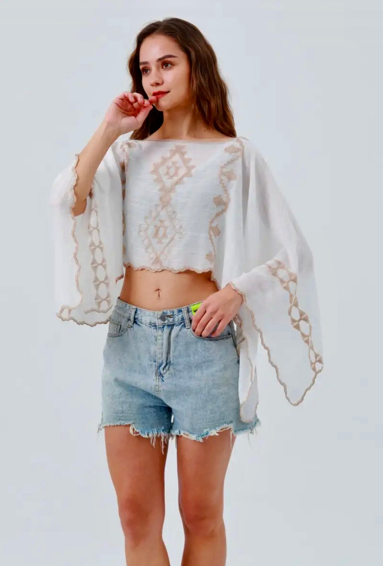 Boho Embroidered Poncho/Cape
