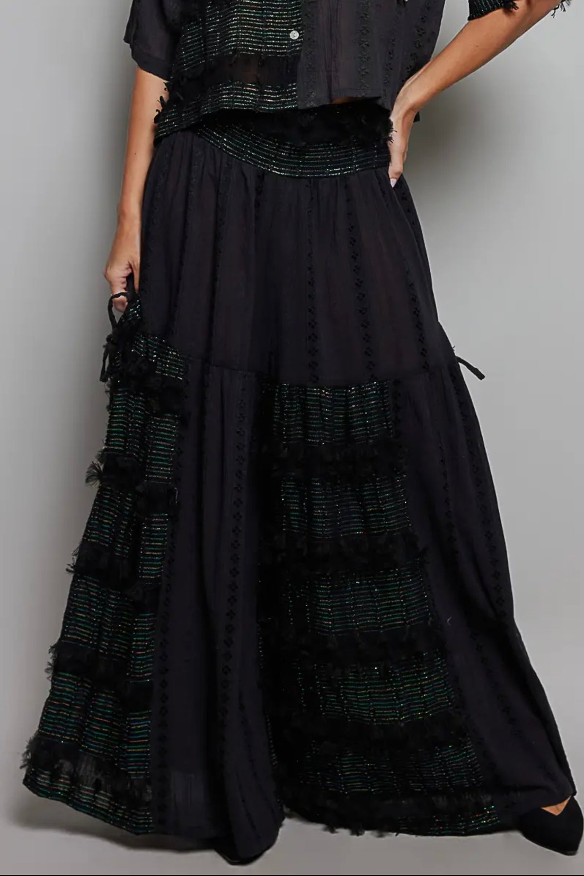 Boho Ruffle Wide Leg Pants