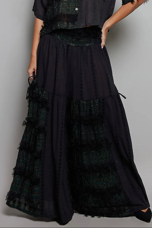 Boho Ruffle Wide Leg Pants