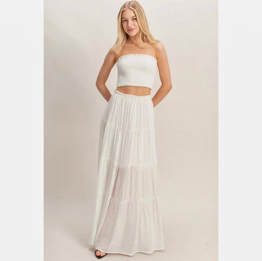 Smocked Tube Top & Tiered Skirt Set