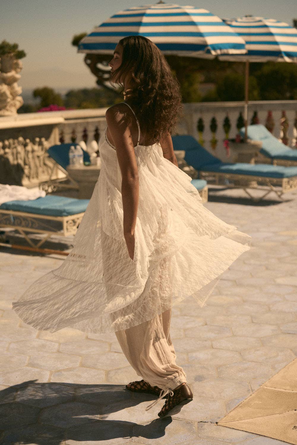 Ruffled Lace Maxi Cami Top