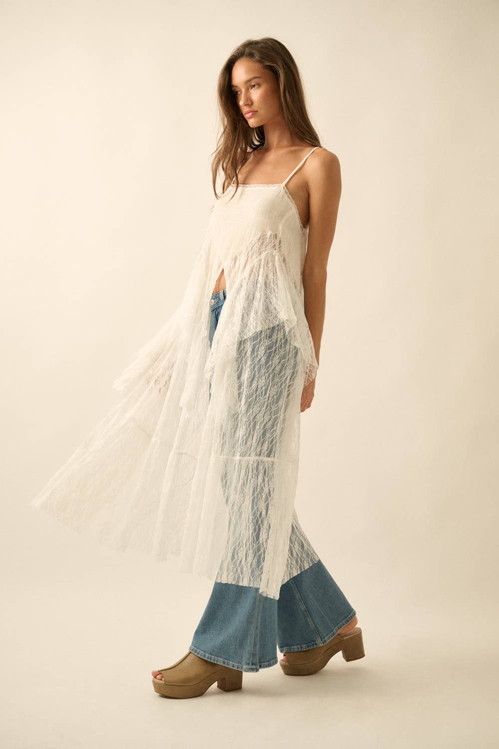 Ruffled Lace Maxi Cami Top