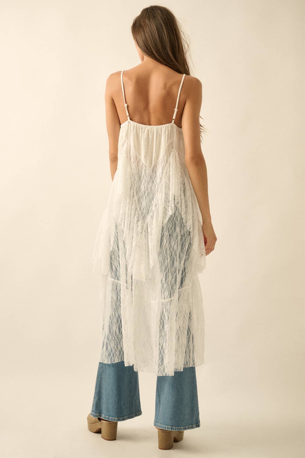 Ruffled Lace Maxi Cami Top