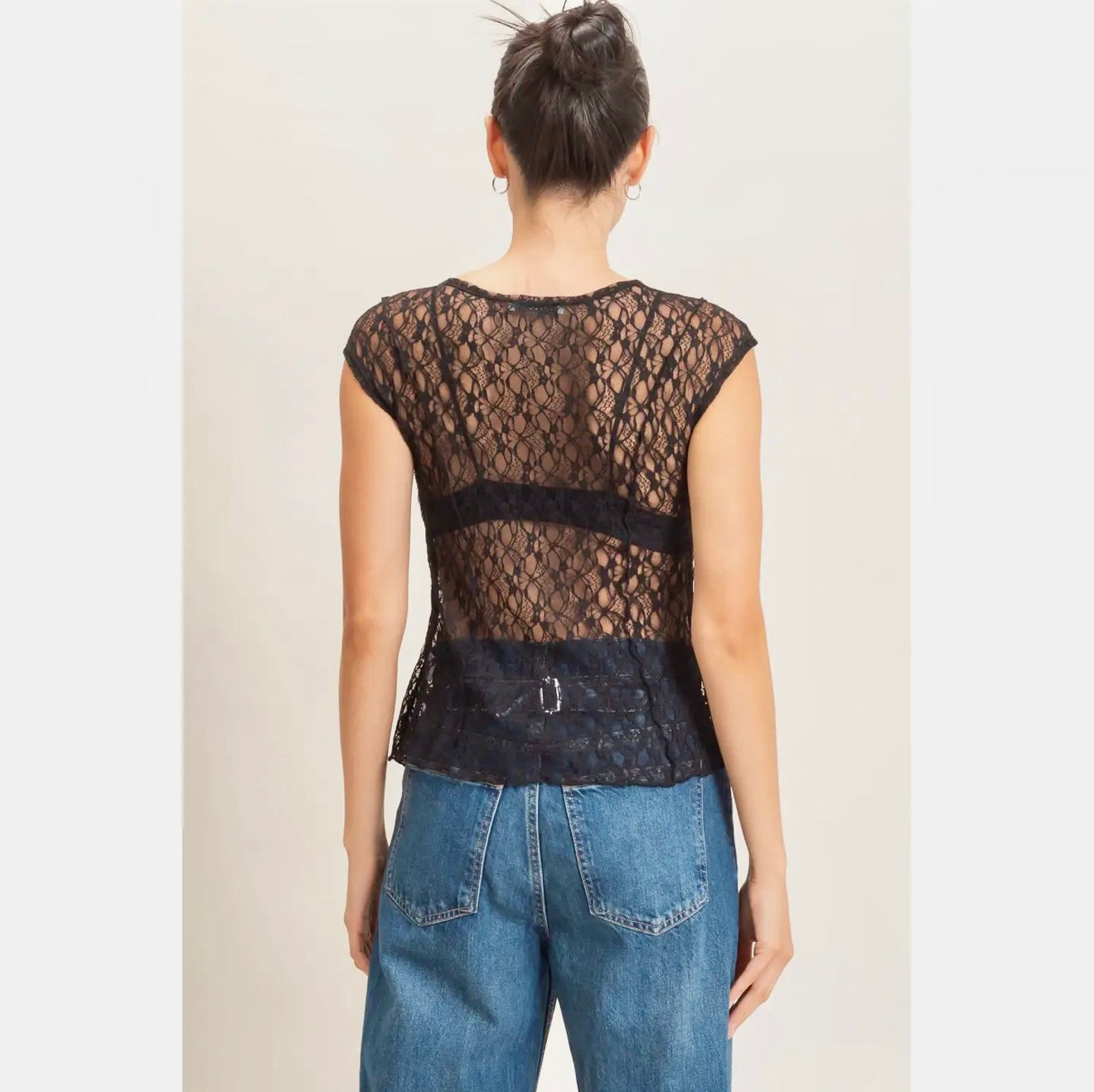 Lace Cap Sleeve Top