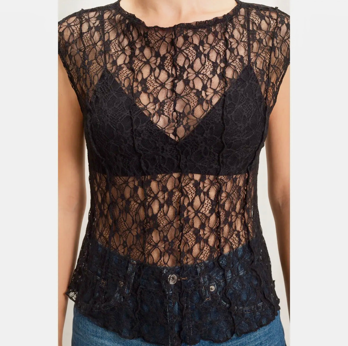 Lace Cap Sleeve Top