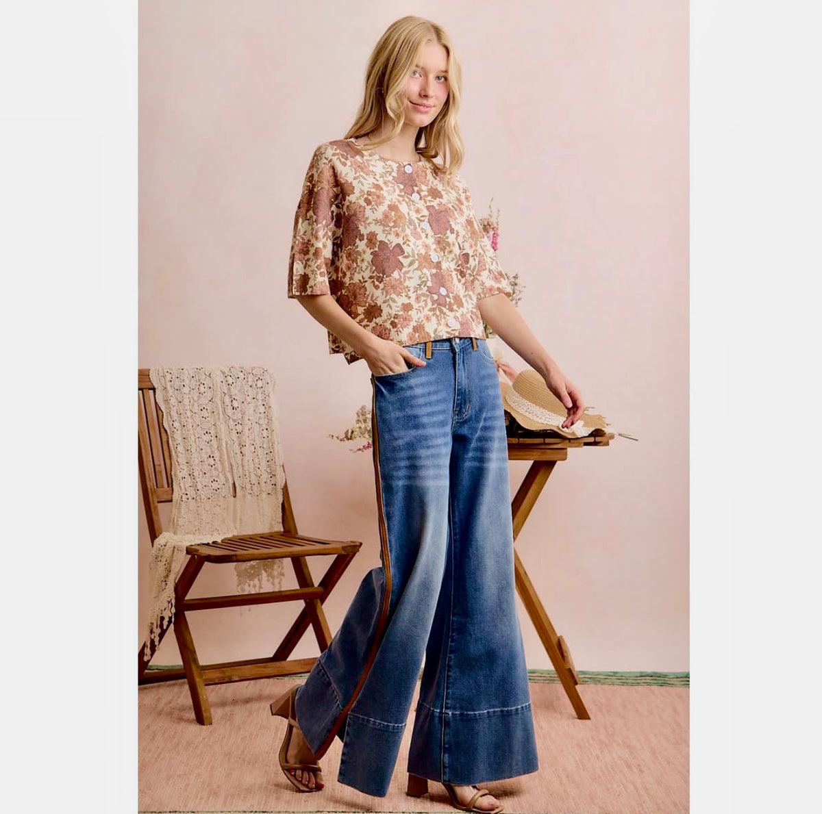 Wide Leg Flare with Side Seam Detail