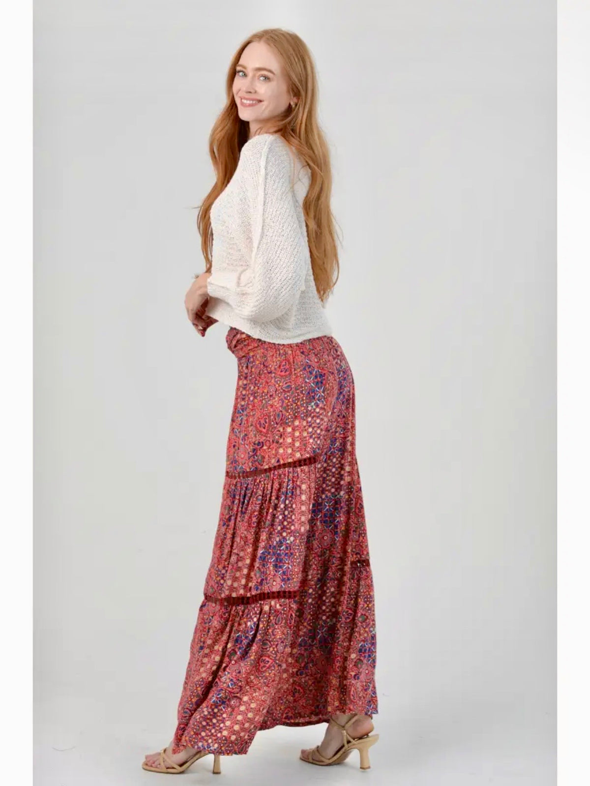 Wide Leg Pants with Lace Insert- 2 Colors