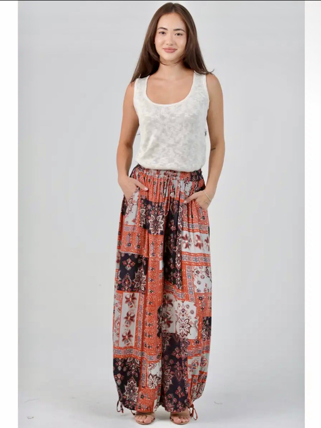 Printed Wide Leg Pants
