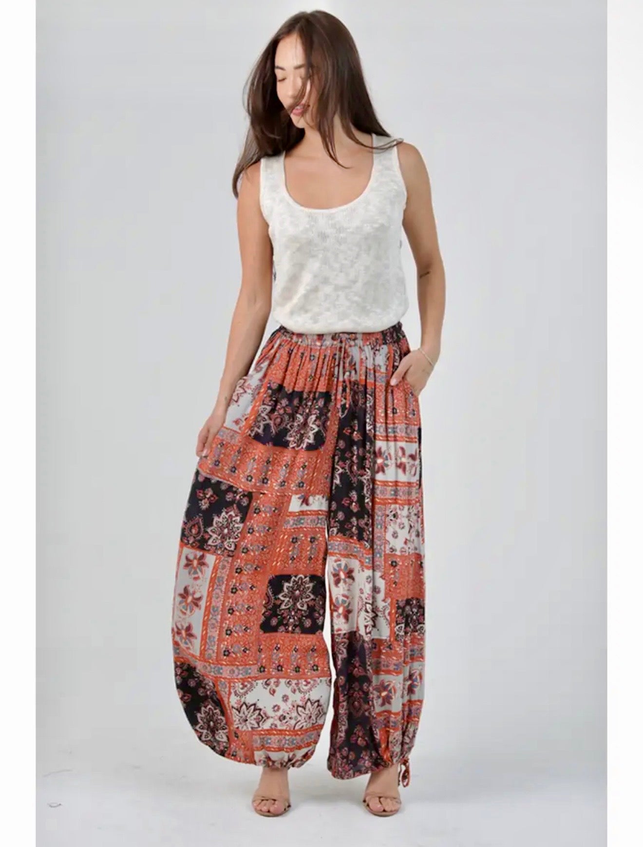 Printed Wide Leg Pants